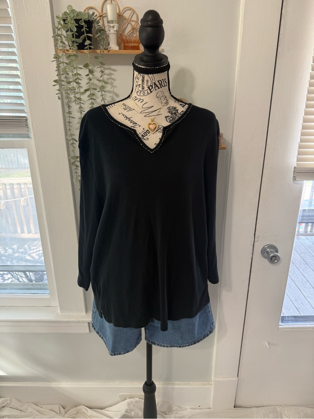 black beaded Y2K cotton top Sag Harbor brand